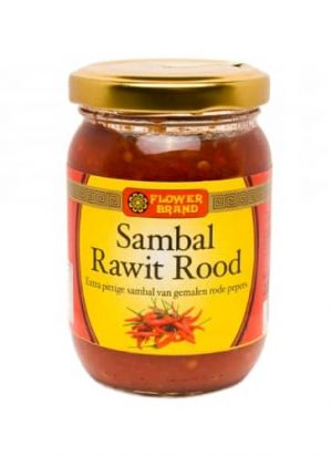 Flowerbrand sambal rawit rood is gemaakt van kleine rode rawit pepers waardoor deze sambal extra heet van smaak is.