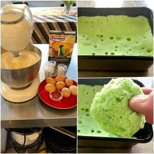 Pondan chiffon pandan cakemix bereid