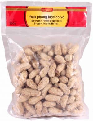 Flowerbrand diepvries pinda in dop ongepeld gekookt Vietnam Dậu phộng luộc có vỏ frozen peanut boiled 500gram apenootjes apennootjes